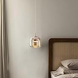 ISSPTYB Dimmbare LED-Pendelleuchten aus goldenem Glas, Kücheninsel, Mid-Century Modern, mundgeblasenes Glas, kleine Hängelampe, Vintage-Nachttischlampe, Deckenleuchter für Flur, Esszimmer, Café, Bar