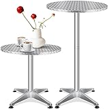 KESSER® - 2in1 Stehtisch Bistrotisch Aluminium Edelstahlplatte | höhenverstellbar | 70cm / 115cm | Partytisch Tisch Ø 60cm | In- & Outdoor | Hochzeit | Empfangstisch | 4 Standfüße, Silber