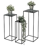 DanDiBo Blumenhocker Metall Schwarz Eckig Blumenständer Beistelltisch 96315 3er Set Blumensäule Modern Pflanzenständer Pflanzenhocker