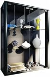 VCM Wandvitrine Sammelvitrine Glasvitrine Wand Vitrine Regal Schrank Glas Hängevitrine Schwarz 80 x 60 x 25 cm 'Udina'