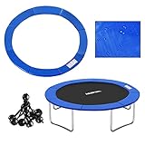 XMTECH Trampolin Randabdeckung Ø244/305/366cm, Federabdeckung, Federabdeckung Randschutz, Sicherheitsmatte, UV-resistent, Reißfestes, 30cm Breit, Blau/Dreifarbig