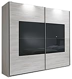 Wimex Kleiderschrank/ Schwebetürenschrank Istrien, (B/H/T) 225 x 210 x 65 cm, Weißeiche/ Absetzung Glas Grau