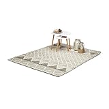 Relaxdays Teppich Wohnzimmer, Webteppich beige mit Muster, handgewebter Schurwollteppich, 160 x 230 cm, mehrfarbig