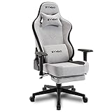 symino Gaming Stuhl Atmungsaktiver Stoff Bürostuhl Ergonomischer PC Stuhl Racing Style Computer Stuhl mit 3D Armlehne, Verstellbarer Drehstuhl mit Fußstützen