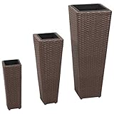 vidaXL 3X Garten Hochbeet Poly Rattan Braun Blumentopf Pflanzkübel Blumenkübel