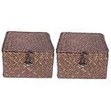 Cabilock Rattan Truhe 2 Stück Aufbewahrungsbox Spielzeug-Aufbewahrungskorb Cajas Para Guardar Juguetes Spielzeug-Aufbewahrungskorb Tee-Party-Korb Gewebter Lebensmitteleimer Obstkorb