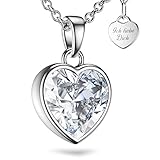 Herzkette Halskette Damen Silber 925 | Frauen Kette (45-50cm) mit Anhänger Herzanhänger | Silberkette mit Zirkonia-Herz | Schmuck-Geschenk Freundin mit Gravur für Jahrestag Hochzeitstag Geburtstag Muttertag Valentinstag Weihnachten