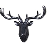 WQQLQX Statue Wandbehang Dekor Hirsch Geweih Skulptur Kunst Tier Dekoration montierte Hirschkopf Mount mit Geweih Skulpturen