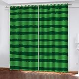 Hundnsney Vorhänge Wohnzimmer Modern Blickdicht 2Er Set 3D Grüner Streifendruck Muster Schlaufenschal Verdunkelungsvorhang Vorhänge Lärmminderung Gardinen Fensterdekoration 140X110cm(HxB)