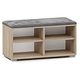 MeHome Schuhregal mit Sitzfläche Stauraum Sitzbank Sitzkissen 35x85x45 cm Schuhbank Holz Schuhschrank für Flur Schuhablage Bank Garderobenbank (Sonoma)