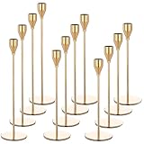 Set mit 12 Kerzenhaltern, Französisches Gold farbene Kerzenständer, passend für 3/4 Zoll Dicke Kerzen, hoher Kerzenständer aus Metall für Hochzeit, Heimdekoration, Candle-Light-Dinner