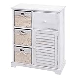 Mendler Kommode HWC-H21, Schrank Schubladenkommode, Massiv-Holz Korb-Schublade 80x60x30cm - Shabby weiß