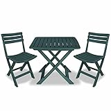 JUNZAI 3-TLG. Bistro-Set Klappbar, Gartenset Tisch Und Stühle, Balkontisch, Balkon Möbel Für Kleinen Balkon, Terrassenmöbel, Bistrotisch, Gartentisch, Kunststoff Grün