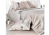 LINDER Bett Überwurf Kissenbezüge/Polyester Beige/Grau, Beige/Grau, 250 x 260 cm