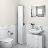 BULANED Badezimmerschrank, Badschrank, Badezimmer Möbel, Badmöbel Für Kleine Bäder, Hochglanz-Weiß 25x25x170 cm Spanplatte