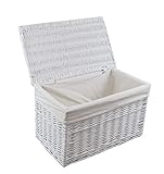 dvier Wäschekorb Weide weiß rechteckig Bezug Deckel 70x42 H.42 08WRt02-d