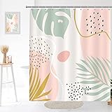 Vozehui Duschvorhang für Badezimmer Vorhang 180x180cm Haus Wanne Badezimmer Vorhang Dekoration Set mit 12 Haken Schnell Trocken Waschbar Langlebig Polyester Gewebe