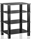 FITUEYES TV Rack HiFi Regal Audio Schrank Glas und Alu 600x455x770mm AS406002GB