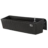 GARTENFREUDE Polyrattan Balkonkasten Blumenkasten, 82 x 25 x 22 cm, mit Bewässerungssystem, anthrazit