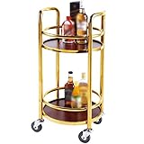 Servierwagen Mit Rollen Tragbares 360°-Mobil Für Hotels Getränkewagen Mit Doppelten Armlehnen, Mode Zweifarbiges Spleißen Imbisswagen, Einzugsgeschenk