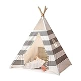 bolukets Spielzelt Kinder Tipi Zelt Mädchen Jungen Kinderzimmer Tipi Prinzessin Schloss Kinderspielzelt Kinderhaus Spielhaus für innen außen Spielzeug Geburtstagsgeschenk(grau，B)