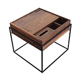 CALMR Nachttisch Beistelltisch aus schwarzem Nussbaum Massivholz Couchtisch mit einzigartigem Design Klassischer Vintage-Nachttisch Wohnmöbel