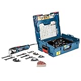 Bosch Professional Multi-Cutter GOP 55-36 (Starlock-Werkzeugaufnahme, 550 Watt, inkl. 9x Tauchsägeblatt, 1x Deltaschleifplatte, 25x Schleifblatt, L-BOXX 136)