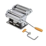 axentia Nudelmaschine verchromt, Pasta-Maker für Lasagne-Platten, Spaghetti oder Bandnudeln, manuelle Pastamaschine mit Kurbelantrieb, 9 Teigdicken
