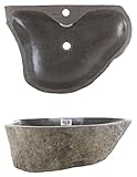 wohnfreuden Naturstein Waschbecken grau eckig 70 cm - Unikat Auswahl Naturstein Waschbecken mit Hahnloch