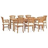 ZEYUAN 9-TLG. Garten-Essgruppe mit Kissen, Gartenmöbel Set, Balkonmöbel Set, Gartengarnitur, Sitzgruppe Garten, Garten Essgruppe, Terrassen Möbel, Massivholz Teak