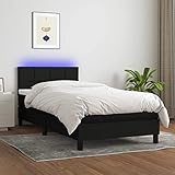 INLIFE Boxspringbett mit Matratze & LED Schwarz 90x190 cm Stoff,41.76kg,3133119