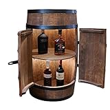 CREATIVE COOPER Weinregal Holz mit Tür mit LED - Alkoholschrank Flaschenregal Holz - Holzfass - Fassmöbel - Weinständer - Weinfass - Weinbar - Fass bar mit Tür - minibar 80 cm High (wenge)