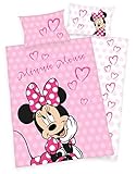 Disneys Minnie Mouse Bettwäsche 40x60 + 100x135cm 100% Baumwolle mit Reißverschluss (100 x 135 cm)