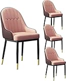 Küche Esszimmerstühle Moderne Esszimmerstühle aus PU-Leder Set mit 4 gepolsterten weichen Sitzarmlehnenstühlen mit hoher Rückenlehne für ESS- und Wohnzimmerstühle (Color : Pink+Coffee)