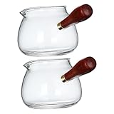 Cabilock 2-Teiliges Kung-Fu-Teeset Mini-Zubehör Mini-Kaffeekanne Mini-Teekanne Glas-Milchwärmer Glaskanne Seitliche Teekanne Hohes Borosilikatglas Zartes Glas-Teeset
