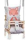 LoveGifts Animals 3 in 1 Schaukelsitz - Babyschaukel Indoor Schaukel Schaukel Holz Kleinkind Schaukel Holzschaukel Baby Swing Türrahmen Garten Zimmer Baby Shower Babywiege ab 12 Monaten (Fuchs)