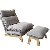 Hochlehner-Sofa, Mid Century Modern Fabric Club Chair, Fußstütze Aus Massivholz, Schwamm-Mischung mit Hoher und Niedriger Federung, Multi-Position Verstellbare Rückenlehne (Color : Beige)