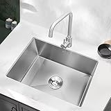 Küche Spüle Edelstahl Spüle Gemüse Spüle mit Wasserhahn auf dem Balkon Handgemachte Gemüse Spüle unter dem Tresen (Farbe : Silber, Größe : 70 * 45 * 21CM)