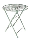 Spetebo Metall Klapptisch in antik grün - 71x60 cm - Garten Bistro Tisch Balkontisch Beistelltisch rund