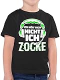 Kinder T-Shirt Jungen - Trend Kinderkleidung und Co - Ich hör Dich Nicht ich zocke Headset Glitch Weiß Grün - 140 (9/11 Jahre) - Schwarz - Tshirt Jungs t- Shirt t Shirts s Kleidung Junge - F130K