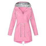 Generisch Damen Regenjacke Übergangsjacke Damen Frühling Regenparka Damen Wasserdicht Lang Softshelljacke Damen Wasserdicht Atmungsaktiv Regenmantel Damen Steppmantel