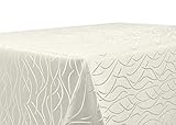 BEAUTEX Tischdecke Damast Streifen - Bügelfreies Tischtuch - Fleckabweisende, Pflegeleichte Tischwäsche - Tafeltuch, Oval 160x220 cm, Champagner