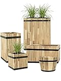 Pflanzwerk® Pflanzkübel Cup Holz Ø46cm 100% Bio-AKAZIENHOLZ Weinfass Holzfass *Frostbeständiger Blumenkübel* *Bio Pflanzenkübel* *Nachhaltige Qualitätsware*