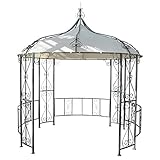 Mendler Pergola Almeria, Rundpavillon Garten Pavillon, stabiles Stahl-Gestell Ø 3m - Creme