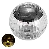 Teichbeleuchtung Solar Unterwasser Schwimmende Lampe Superhelle 7 Farben Wasserdicht Unterwasser Licht Automatische Induktion mit Schalter Pool Lichter LED fur Gärten Höfe Parks (Warmes Licht)