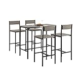 SoBuy® OGT14 Bartisch Set 5-teilig Sitzgruppe Esstisch Bistrotisch mit 4 Hockern