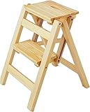 Rutschfeste Holz-Klappleiter mit 2 Stufen, tragbarer Hocker und kompaktes Design für Sicherheit und Multifunktions-Einsatz als Stuhl, Fußhocker und kleine Haushaltstreppen.