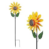 OTCPP Sonnenblume Windrad Blume, Garten Sonnenblume Wind Spinner Windspiele Für Draußen Aus Metall, Windmühle für Rasen Garten Hof Dekoration