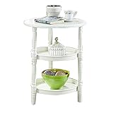 XIBANY Einfacher runder 3-stöckiger Kleiner Couchtisch, Wohnzimmer-Telefontisch aus Holz, Abnehmbarer Schlafzimmer-Nachttisch, Balkon-Aufbewahrungs-Beistelltisch 20,1 x 24,6 Zoll, weiß Feito NA China