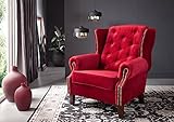 MASSIVMOEBEL24.DE Sessel Chesterfield #rot Ohrensessel Vintage